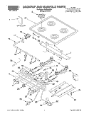 COOKTOP AND MANIFOLD, LITERATURE Diagram and Parts List for FGP245HQ2  Roper Range
