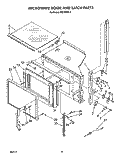 MICROWAVE DOOR AND LATCH Diagram and Parts List for RM278BXV6  Whirlpool Microwave Oven Combo