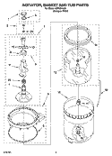AGITATOR, BASKET AND TUB PARTS Diagram and Parts List for LSR6334LQ1  Whirlpool Washer