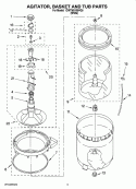 AGITATOR, BASKET AND TUB PARTS Diagram and Parts List for 1CWTW5100VQ0  Whirlpool Washer