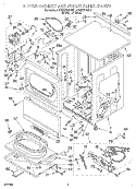 UPPER CABINET AND FRONT PANEL Diagram and Parts List for 3CSP2761BW0  Whirlpool Dryer