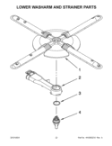 LOWER WASHARM AND STRAINER PARTS Diagram and Parts List for KUDS30IBBT1  KitchenAid Dishwasher