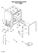 TUB AND FRAME PARTS Diagram and Parts List for RUD8050SD1  Roper Dishwasher