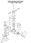 PUMP AND SPRAYARM Diagram and Parts List for DU850SWKQ0  Whirlpool Dishwasher