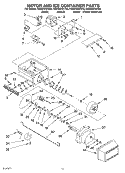 MOTOR AND ICE CONTAINER Diagram and Parts List for KSSS42QKT00  KitchenAid Refrigerator