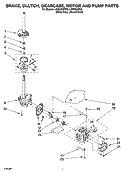 BRAKE, CLUTCH, GEARCASE, MOTOR AND PUMP PARTS Diagram and Parts List for LSQ9650PG0  Whirlpool Washer