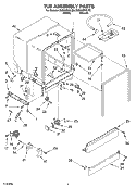 TUB ASSEMBLY PARTS Diagram and Parts List for DU890SWLTO  Whirlpool Dishwasher