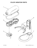 COLOR VARIATION PARTS Diagram and Parts List for KSM8990DP0  KitchenAid Mixer