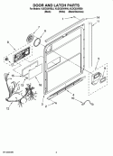 DOOR AND LATCH PARTS Diagram and Parts List for KUDC03IVBL0  KitchenAid Dishwasher