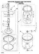 AGITATOR, BASKET AND TUB PARTS Diagram and Parts List for RAX7244KQ1  Roper Washer