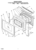 DOOR PARTS, OPTIONAL PARTS (NOT INCLUDED) Diagram and Parts List for GR448LXPS1  Whirlpool Range