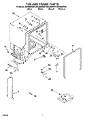 TUB AND FRAME PARTS Diagram and Parts List for DU1050XTPS7  Whirlpool Dishwasher