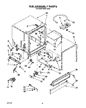 TUB Diagram and Parts List for DU8016XX3  Whirlpool Dishwasher