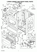LOWER CABINET AND FRONT PANEL PARTS Diagram and Parts List for CSP2761TQ2  Whirlpool Dryer