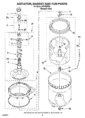 AGITATOR, BASKET AND TUB PARTS Diagram and Parts List for LSN1000PQ2  Whirlpool Washer