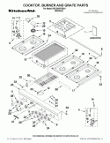 COOKTOP, BURNER AND GRATE PARTS Diagram and Parts List for KGCU482VSS01  KitchenAid Cooktop