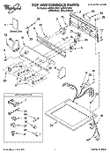 TOP AND CONSOLE PARTS Diagram and Parts List for LEQ8611PW1  Whirlpool Dryer