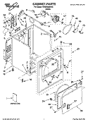 CABINET PARTS Diagram and Parts List for YWED5800SW0  Whirlpool Dryer