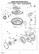PUMP AND MOTOR PARTS Diagram and Parts List for KUDI01DLBS6  KitchenAid Dishwasher