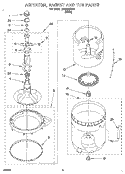 AGITATOR, BASKET AND TUB Diagram and Parts List for LSR5232DW0  Whirlpool Washer
