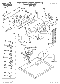 TOP AND CONSOLE PARTS Diagram and Parts List for WGD5821SW0  Whirlpool Dryer