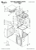TOP AND CABINET PARTS Diagram and Parts List for WTW6200VW0  Whirlpool Washer