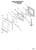OVEN DOOR PARTS Diagram and Parts List for RBS245PDS17  Whirlpool Wall Oven