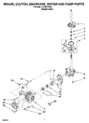 BRAKE, CLUTCH, GEARCASE, MOTOR AND PUMP PARTS Diagram and Parts List for YLTE5243DQ5  Whirlpool Washer Dryer Combo