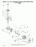 BRAKE, CLUTCH, GEARCASE, MOTOR AND PUMP PARTS Diagram and Parts List for CAM2752TQ3  Whirlpool Washer
