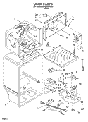 LINER Diagram and Parts List for RT18HDXKQ00  Roper Refrigerator