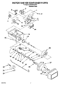 MOTOR AND ICE CONTAINER PARTS Diagram and Parts List for 6GD25DCXHS07  Whirlpool Refrigerator