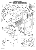 CABINET PARTS Diagram and Parts List for YWED9400SU0  Whirlpool Dryer