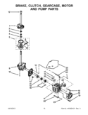 BRAKE, CLUTCH, GEARCASE, MOTOR AND PUMP PARTS Diagram and Parts List for WET3300XQ0  Whirlpool Washer Dryer Combo