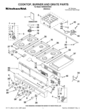 COOKTOP, BURNER AND GRATE PARTS Diagram and Parts List for KDRS483VSS03  KitchenAid Range
