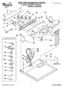 TOP AND CONSOLE PARTS Diagram and Parts List for LGQ9858PW1  Whirlpool Dryer