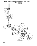 BRAKE, CLUTCH, GEARCASE, MOTOR & PUMP Diagram and Parts List for LLV6144BN0  Whirlpool Washer