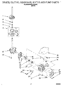 BRAKE, CLUTCH, GEARCASE, MOTOR AND PUMP Diagram and Parts List for KAWL410BWH1  KitchenAid Washer