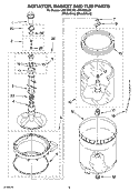AGITATOR, BASKET AND TUB PARTS Diagram and Parts List for LSN1000LG3  Whirlpool Washer