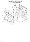 UPPER OVEN DOOR Diagram and Parts List for RB170PXBQ2  Whirlpool Wall Oven