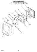 OVEN DOOR PARTS Diagram and Parts List for YRBS305PDQ9  Whirlpool Wall Oven