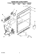 DOOR AND LATCH PARTS Diagram and Parts List for KUDS03FTBL0  KitchenAid Dishwasher