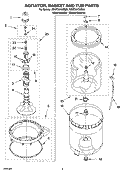 AGITATOR, BASKET AND TUB PARTS Diagram and Parts List for 7MWT96720SM0  Whirlpool Washer