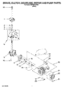 BRAKE, CLUTCH, GEARCASE, MOTOR AND PUMP PARTS Diagram and Parts List for 7MWT97710TQ0  Whirlpool Washer