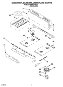 COOKTOP, BURNER AND GRATE PARTS Diagram and Parts List for KDRP463LSS04  KitchenAid Range