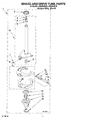BRAKE AND DRIVE TUBE Diagram and Parts List for LSR8433KT0  Whirlpool Washer