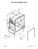 TUB AND FRAME PARTS Diagram and Parts List for WDP350PAAW2  Whirlpool Dishwasher