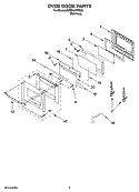 OVEN DOOR PARTS Diagram and Parts List for GBS307PRS02  Whirlpool Wall Oven