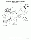 BURNERS, GRATES, AND LIGHTS PARTS Diagram and Parts List for KFRU368VSS00  KitchenAid Grill