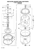 AGITATOR, BASKET AND TUB PARTS Diagram and Parts List for 1CWTW5800SG0  Whirlpool Washer