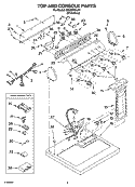 TOP AND CONSOLE PARTS Diagram and Parts List for GEW9878LW1  Whirlpool Dryer